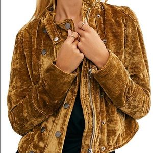 FREE PEOPLE Dusk Till Dawn Velvet Moto Jacket